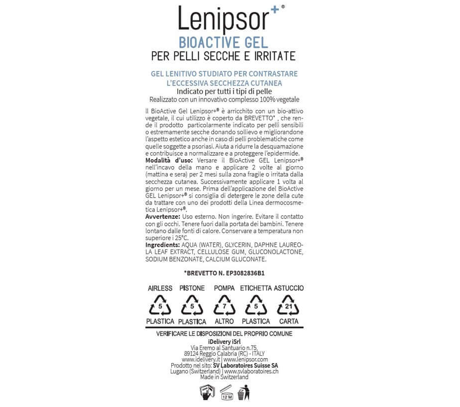 BioActiveGEL 100 ml - Lenipsor+ etichetta ingredienti