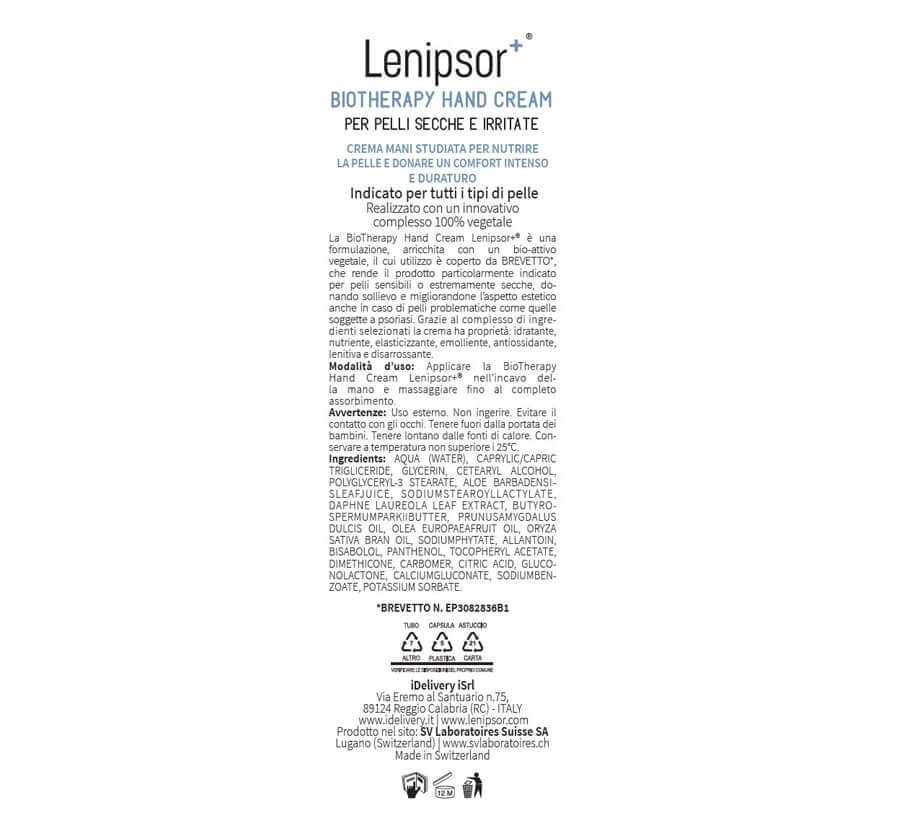 BioTherapy Hand Cream Lenipsor+® 50 ml - ingredienti